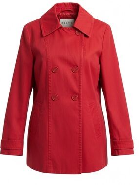 Esprit Red Double-Breasted Pea Coat